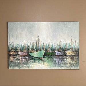 Original Sailboat Painting on Canvas Signed Davis